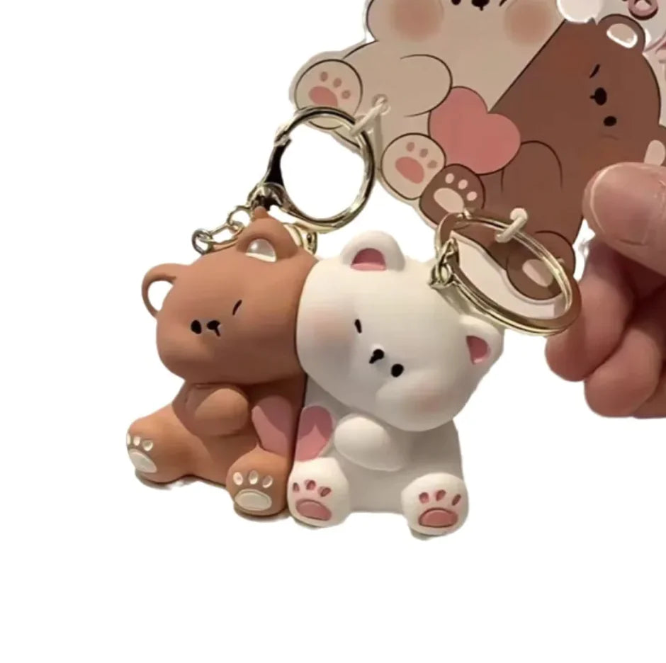 Cute Bear Couple Keychain — Magnetic Love Set 💞