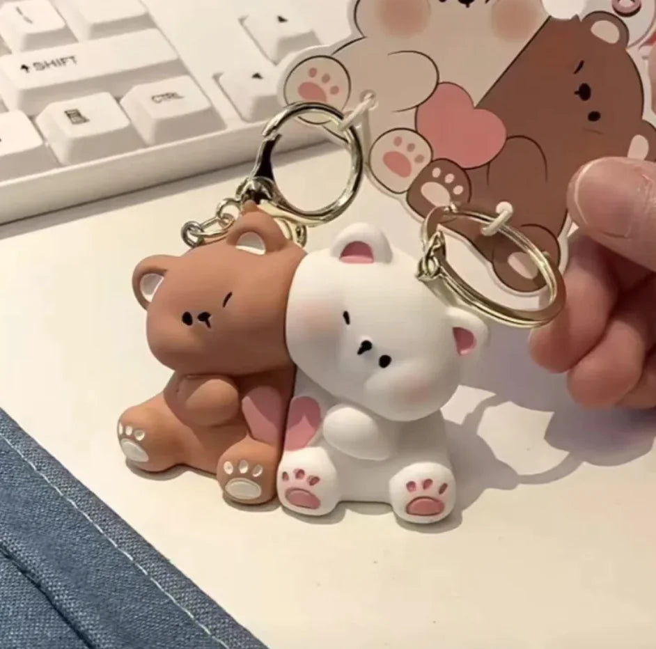Cute Bear Couple Keychain — Magnetic Love Set 💞